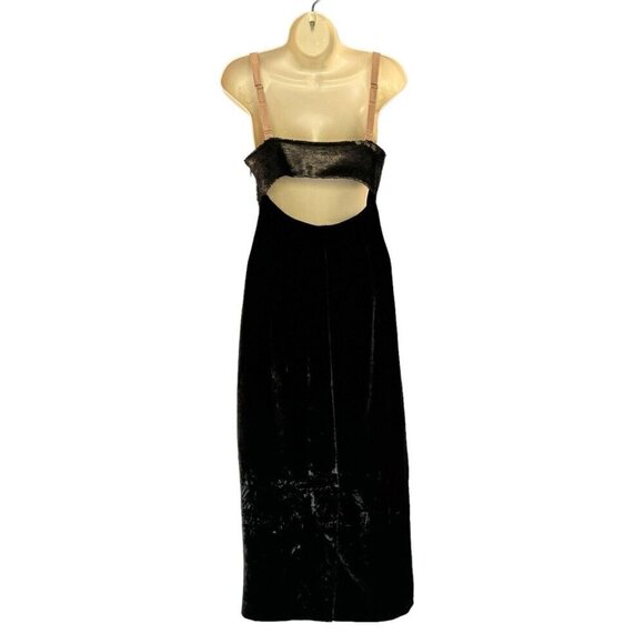 CINQ a SEPT Woman's Sz 4 Calla Black Sequin Top Cutout Back Velvet Midi Dress - Picture 5 of 10